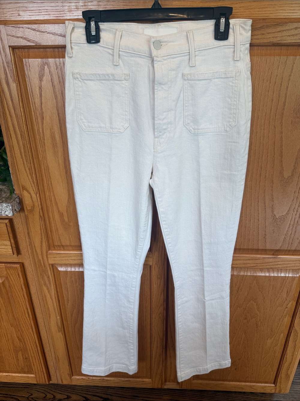 705 MOTHER The Hustler Patch Pocket Flood Jeans Act Natural White Size 28 NWT - Picture 2 of 13